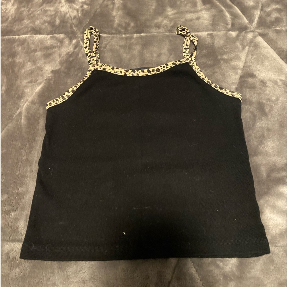 Brandy Melville black and cheetah tank top